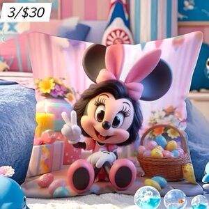 ✨3/$30✨ 🆕Disney’s Minnie Mouse 18”x 18” Easter Double Sided Pillow Cover